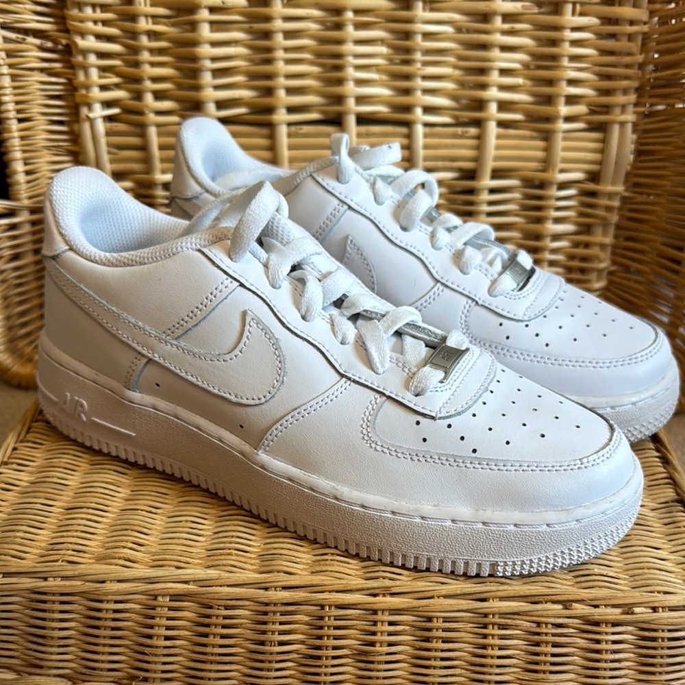 Nike White Sneakers with Leather Upper and Air Force 1 Design